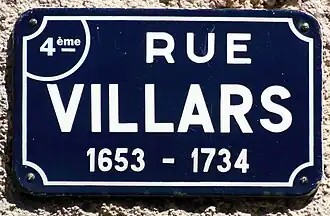 Rue Villars, panneau