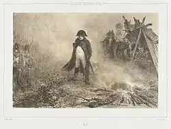 Napoléon Bonaparte portant sa célèbre redingote par Auguste Raffet.