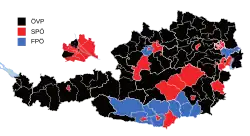 Parti arrivé en tête par district.