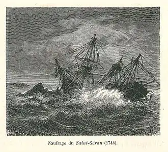Naufrage du Saint-Géran (1744) (gravure, 1877).
