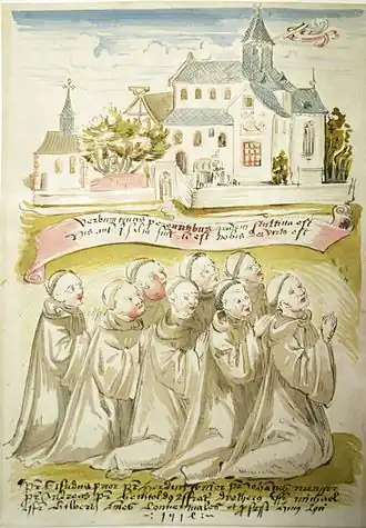Représentation de l'abbaye de Naumburg dans le polyptyque&nbsp;(de).