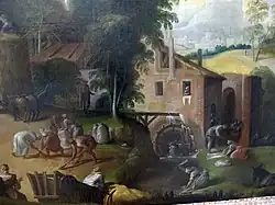 Le vannage du grain, peut-être dû à Giulio Camillo dell'Abbate, fils de Nicolò (1560-1570, musée du Louvre).