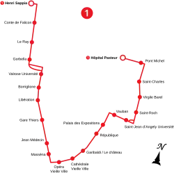 Image représentant la carte géographique de la ligne.