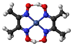Complexe formé par la réaction entre la diméthylglyoxime et l'ion nickel (2)