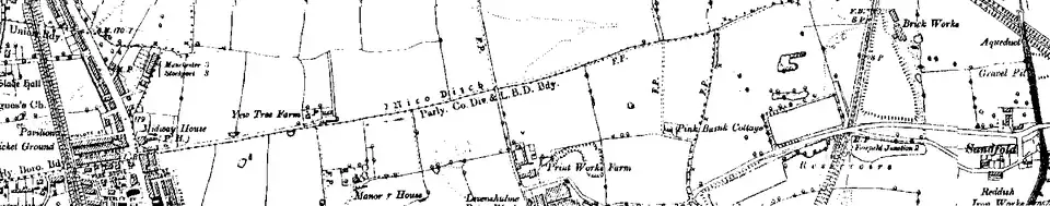 Une carte du Nico Ditch entre Reddish et Slayde Hall à Longsight.