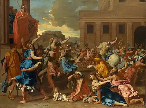Nicolas Poussin,L'Enlèvement des Sabines (1633-1634), 210&nbsp;×&nbsp;155&nbsp;cm.