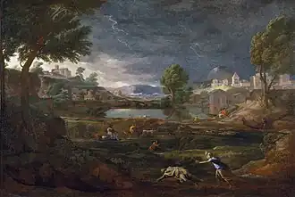 Nicolas Poussin, Paysage orageux avec Pyrame et Thisbé, 1651