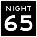 Vitesse maximale autorisée de nuit de 65&nbsp;mph, soit 105&nbsp;km/h