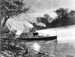 Gravure représentant un bateau à vapeur sur le Murray.