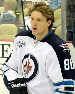 Antropov avec le maillot blanc des Jets