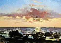 Nikolaï Gay, tombée du jour sur la mer de Livourne, 1862