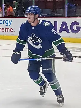 Photographie couleur d'un joueur de hockey sur glace