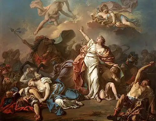 Diane et Apollon perçant de leurs flèches les enfants de Niobé par Jacques-Louis David (1772).