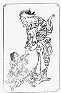 Nishikawa Sukenobu. 11e page de cet album, Ehon Asakayama (Parfums de la Montagne de l'Aube)