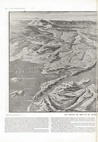 Les Dardanelles et la Thrace (à gauche), le Bosphore.