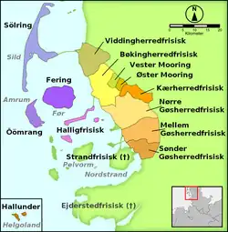 Les dix dialectes du  frison septentrional.