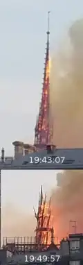 Effondrement de la flèche à 19&nbsp;h&nbsp;50.