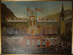 Tableau no&nbsp;14 représentant le couronnement de N.-D.du Laus en 1855.