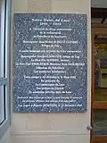 Notre-Dame du Laus - Plaque rappelant la restauration de l'hôtellerie en 1995.