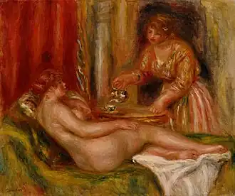 Auguste Renoir, Nu couché et domestique servant du thé (1916-1917).