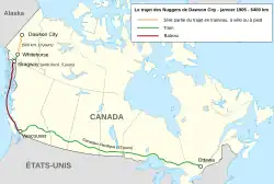 Trajet des Nuggets à travers le Canada