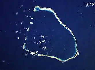 Nukumanu vu de l'espace. Courtesy NASA.