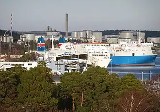La zone portuaire depuis la tour d'observation de Trehörningen.