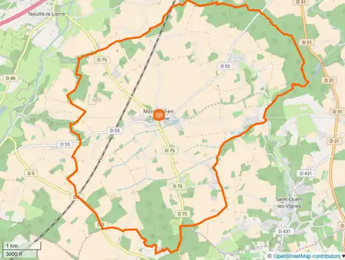 Carte en couleurs représentant les limites d'une commune.