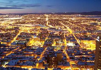 Vue de nuit sur la Basse-ville de Québec
