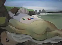 Odalisque sur la baie du Scall II (Le Pouliguen), huile sur isorel, 32&nbsp;×&nbsp;46&nbsp;cm, conservée au musée Bernard-Boesch, circa 1950.