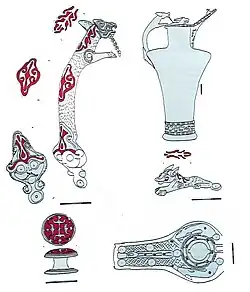 éclaté des parties, en rouge l'émail.