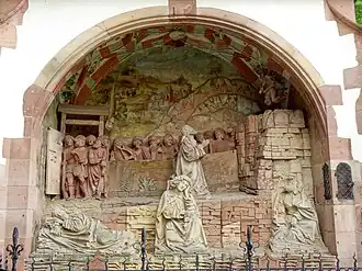 Niche abritant un mont-des-Oliviers polychrome.