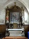 Maître-autel et retable avec tableau de la Charité de Saint-Martin.
