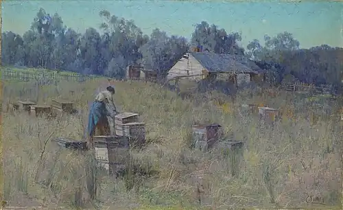 Le rucher de l'ancienne ferme, 1900, huiles sur toile, 69&nbsp;×&nbsp;112&nbsp;cm , National Gallery of Victoria.