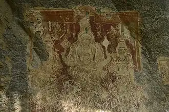 Peinture murale subsistante d'une fresque derrière le temple de Kamalakanni Amman.