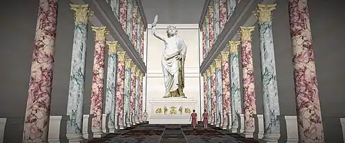 Evocation de l'intérieur de l'Olympéion au temps d'Hadrien