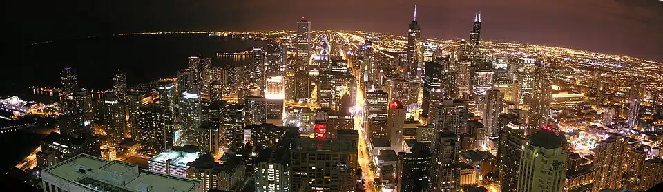 Downtown Chicago depuis l'observatoire du 875 North Michigan Avenue.