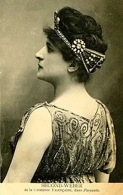 Carte postale éditée pour la représentation de Parysatis au Théâtre des Arènes, à Béziers, en 1902.