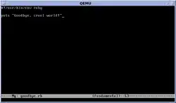 Description de l'image OpenBSD mg Editor Ruby Goodbye World.png.
