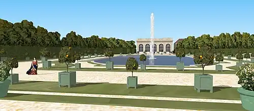 Essai de restitution du parterre de l'Orangerie du château de Saint-Maur, vers 1710