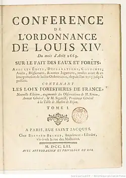 Ordonnance de 1669 sur les Eaux et Forêts
