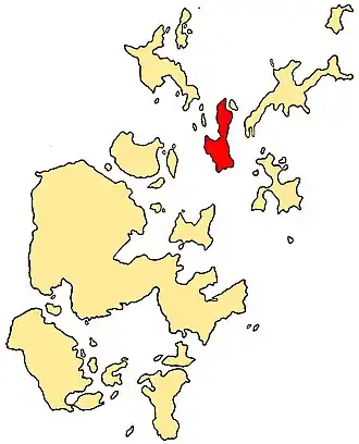 Carte de localisation d'Eday dans les Orcades.