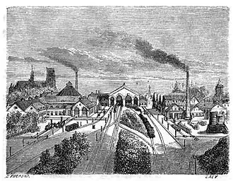 La première gare, vers 1855.