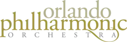 Le logo superpose de façon stylisée les trois mots anglais "Orlando Philarmonic Orchestra"