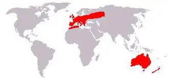 Description de l'image Oryctolagus cuniculus geographical distribution.jpeg.