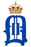 Monogramme du roi Oscar II de Suède.