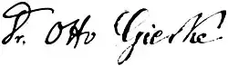 signature d'Otto von Gierke