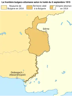 Le gouvernement ottoman accepte, à la demande allemande, la cession d'une partie de la Thrace orientale.