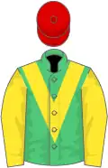 Vert un chevron et manches jaunes, toque rouge