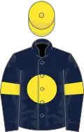 Dark blue, yellow disc, armlets and cap